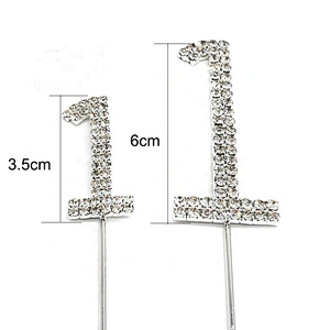2019 popular rose gold cakecup number rhinestone topper for Birthday party cake decoration
