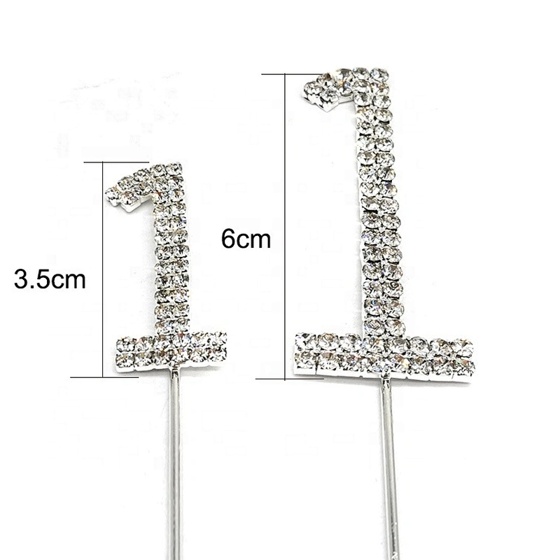 2019 popular rose gold cakecup number rhinestone topper for Birthday party cake decoration