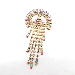 Wholesale multi crystal headband full colored sequin rhinestone buckle women garment accessory rhinestone tassel applique