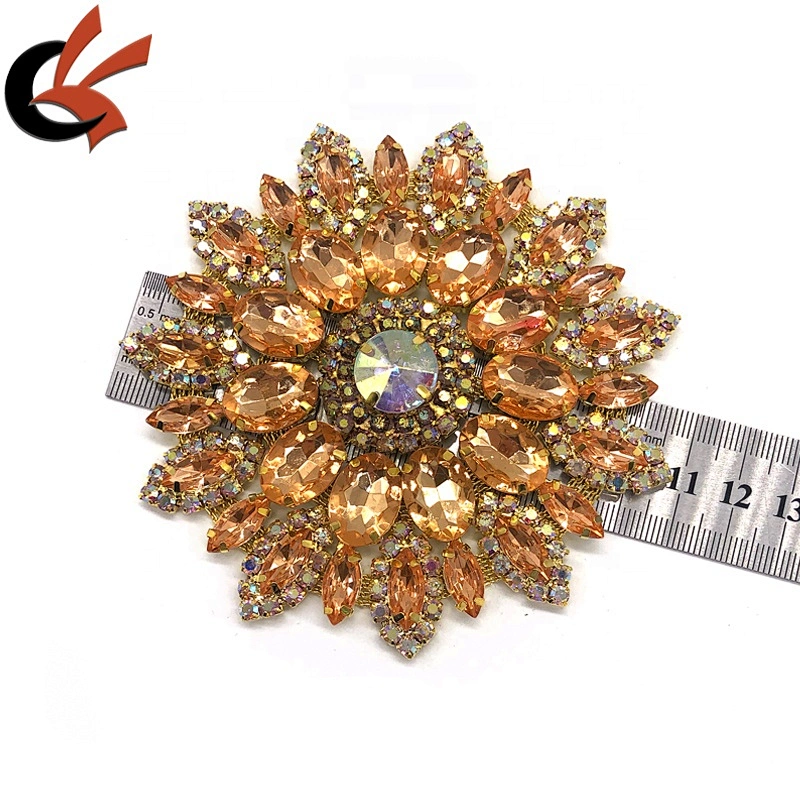 Gold Gorgeous Acrylic Crystal Rhinestone Diamante Motif Sew on Applique for Carnival Dress Decoration