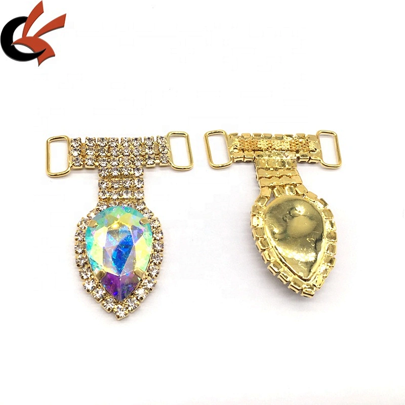Factory Price Rhinestone Alloy Material Bikini Connector Accessories Crystal Buckle For Bikini Swimwear