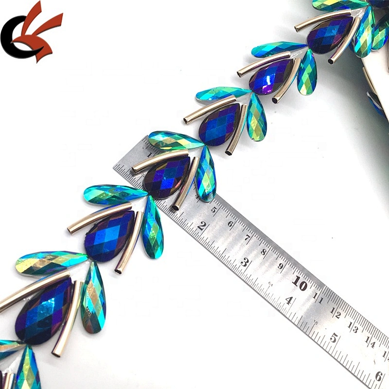Sewing available trimmed collar resin rhinestone hot fix fabric trims for cloth shoes bag