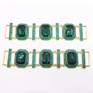Wholesale Custom Vintage Green Color Gold Plated Crystal Rhinestone Pave Bikini Connector