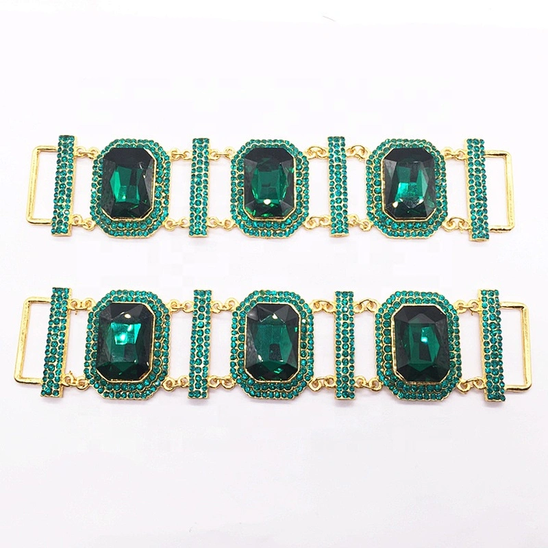 Wholesale Custom Vintage Green Color Gold Plated Crystal Rhinestone Pave Bikini Connector