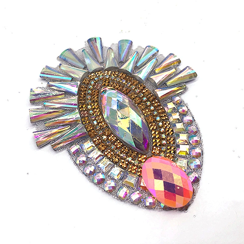 China Carnival costume supplier iron on Patches with Rhinestone