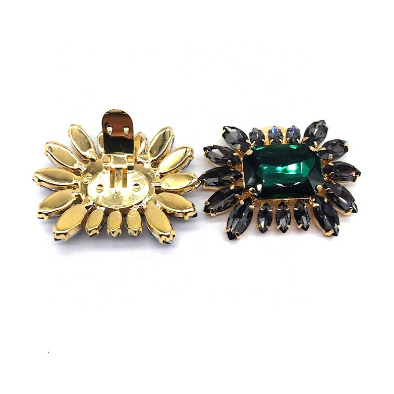 high quality 5*4.5cm  green rhinestone shoe clip for shoe decoration