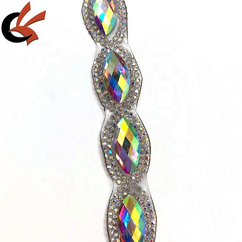 2021 Newest Clear AB crystal iron on trimming hot fix rhinestone tape trimming for Carnival
