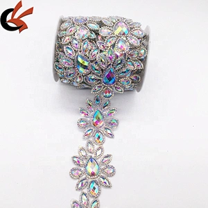 Custom DIY carnival dress fashion floral sheet crystal ab hotfix transfer trims rhinestone banding tape