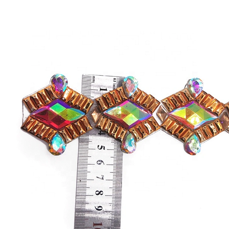 Custom Heat Transfer AB Resin Rhinestone Trim for Carnival Dress Party Dress