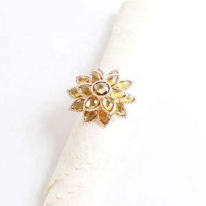 Wholesale Tablescape Champaign Gold Rhinestone Wedding Acrylic Napkin Ring