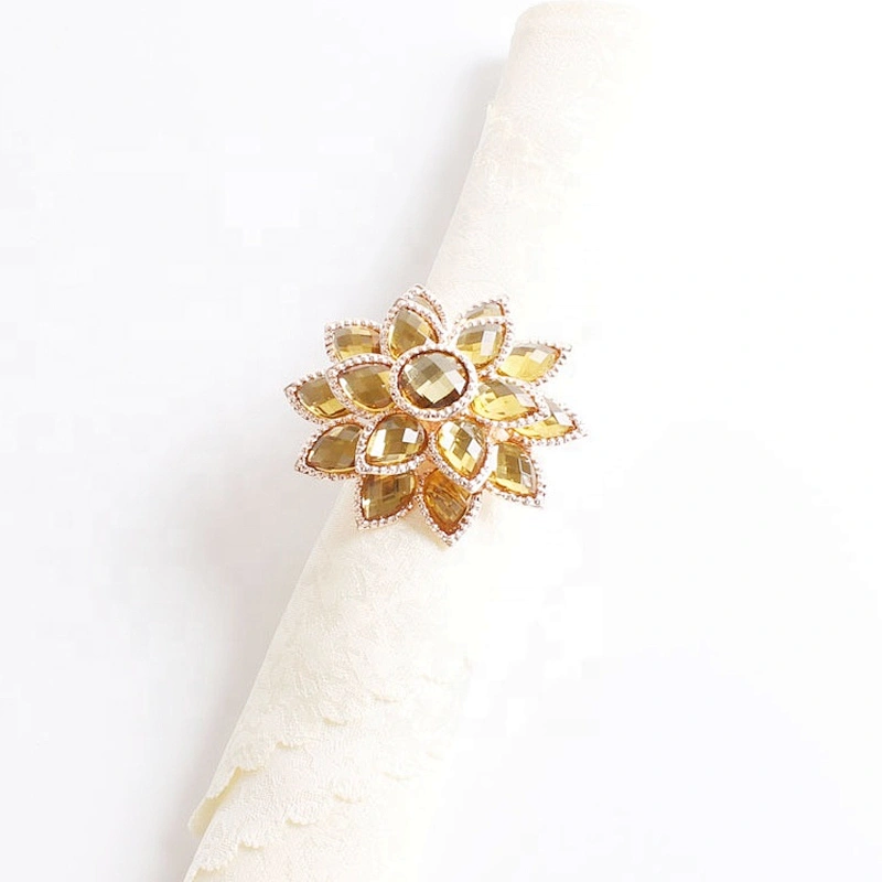 Wholesale Tablescape Champaign Gold Rhinestone Wedding Acrylic Napkin Ring