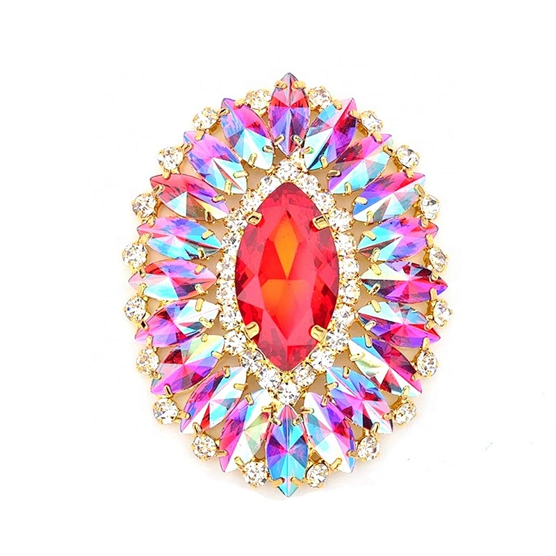 2020 new style custom floral sew-on flat back rhinestone applique colors gemstone crystal buckle for clothing accessories