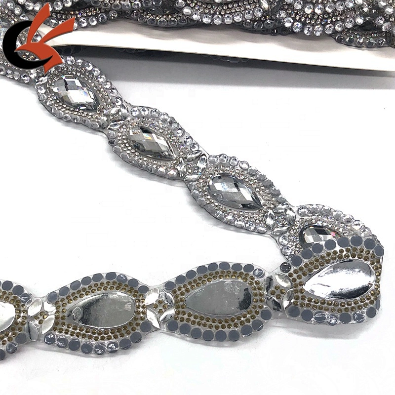 beautiful clear crystal rhinestone iron on fancy tape trimming