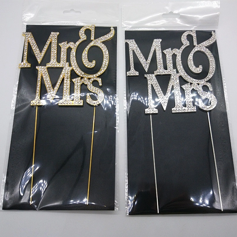 Free shipping 2019 hot sale rhinestone Mr & Mrs Wedding Cake Topper