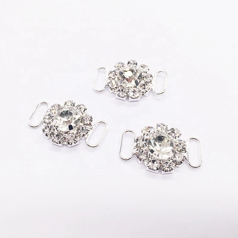 wholesale custom crystal connector accessories diamond flower rhinestone centre bikini connector