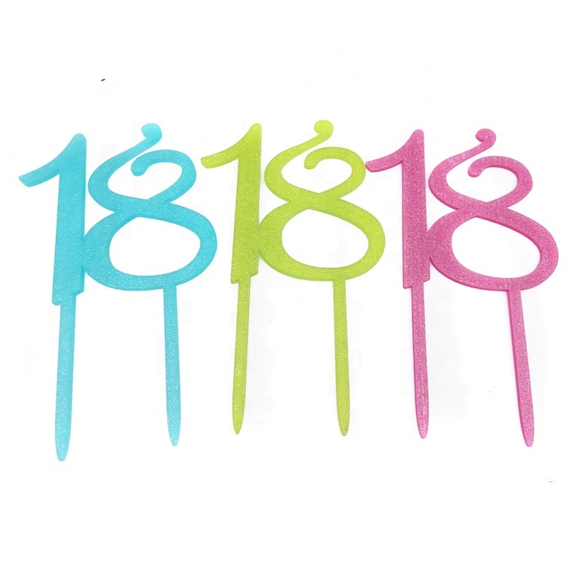 Glitter Number 18 Birthday Acrylic Cake Topper