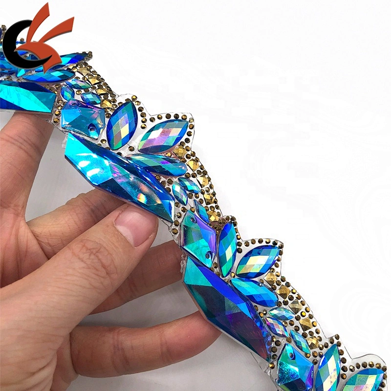 Wholesale sparkling Blue resin rhinestone with AB coating iron on hot fix rhinestone trimming