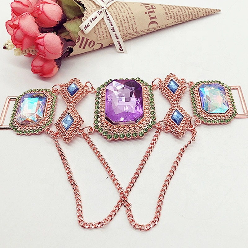 2020 high style rose gold metal colorful jewelry bikini connectors for contest swimsuit