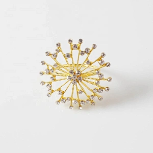 Simple style gold metal rhinestone beads napkin ring for weddings