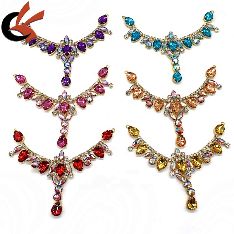Hot Sale Fashion Wholesale Carnival beautiful sparkling AB colors crystal  rhinestone bikini connector