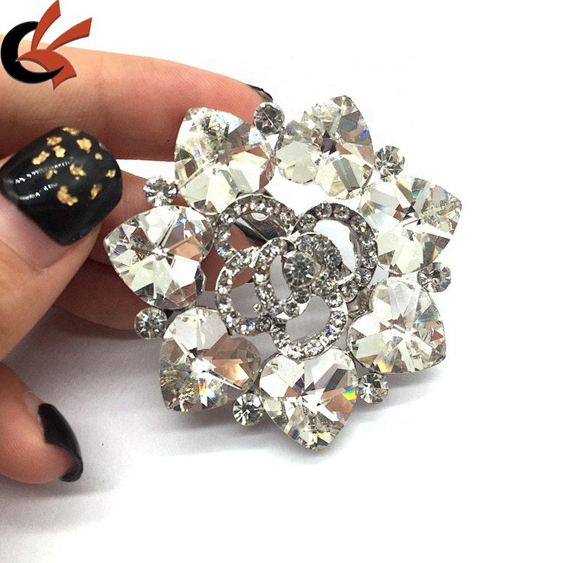 Cheap Top Sell Wholesale Luxury Fashion Glass Crystal Magnet Flower Brooch Pin