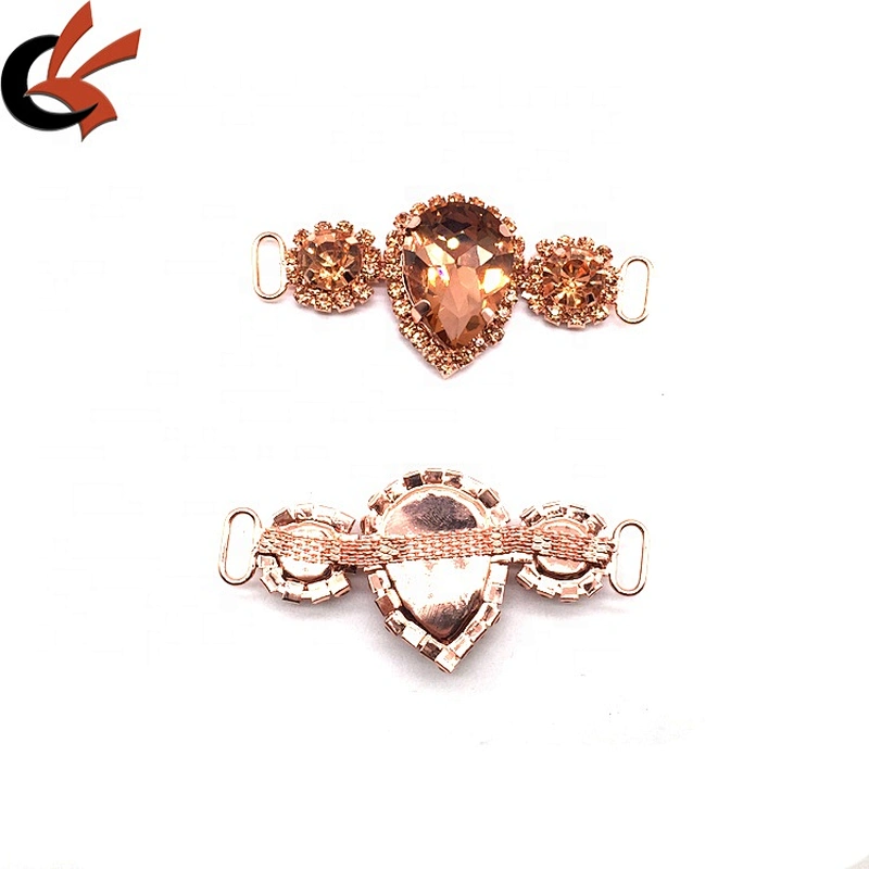 Bikini Swimwear Set Western Style Women Sexy Gold Peach Glass Stone Rhinestone Bikini Connector