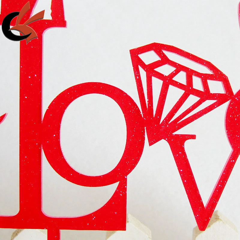 Fashion Laser Cut Love Acrylic Cake Topper for Party Decoration