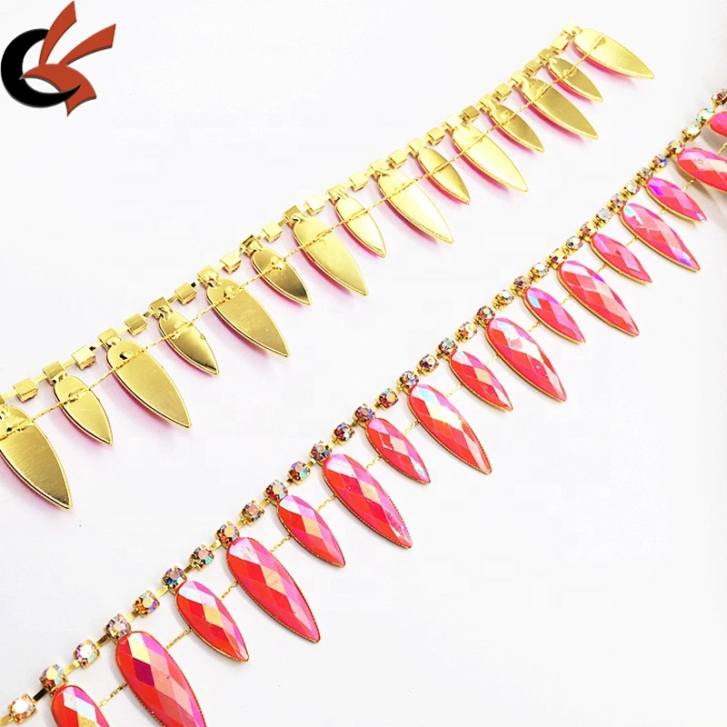 Wholesale bulk resin stone embellishing trendy diy rhinestone trims chain by yard