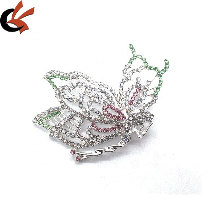 Making Girls Princess Dress Wear Accessories Rhinestone Butterfly Shaped Brooch