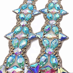 Factory Wholesale Resin Stone Hot Fix Rhinestone banding Trimming For Shoes bag and wedding dress Decoration
