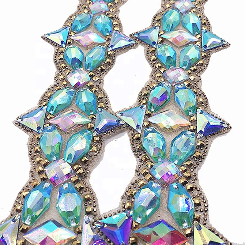 Factory Wholesale Resin Stone Hot Fix Rhinestone banding Trimming For Shoes bag and wedding dress Decoration
