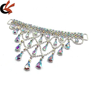 Crystal pendant ab bikini diy design swimwear flexible rhinestone tassels bikini connector for sell