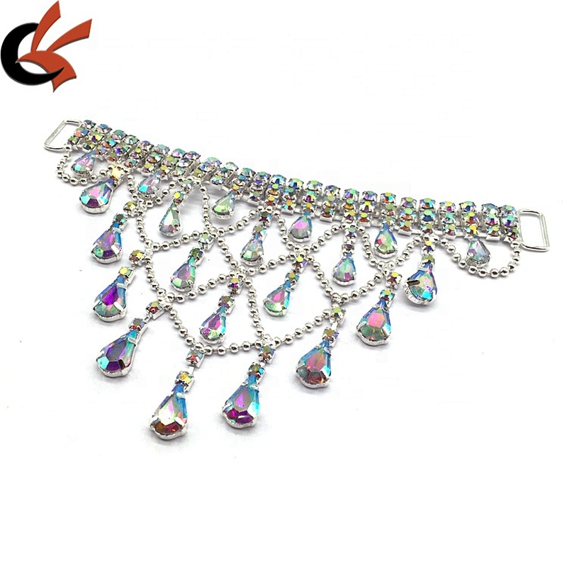 Crystal pendant ab bikini diy design swimwear flexible rhinestone tassels bikini connector for sell