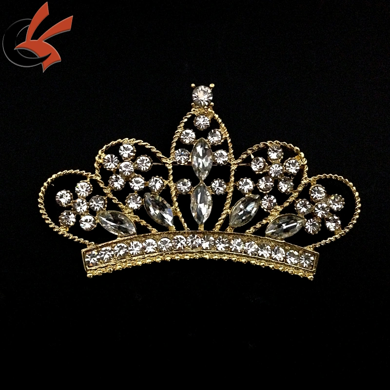 Bridal Wedding Crown Clear High Quality CRYSTAL Silver Tone Pin BROOCH