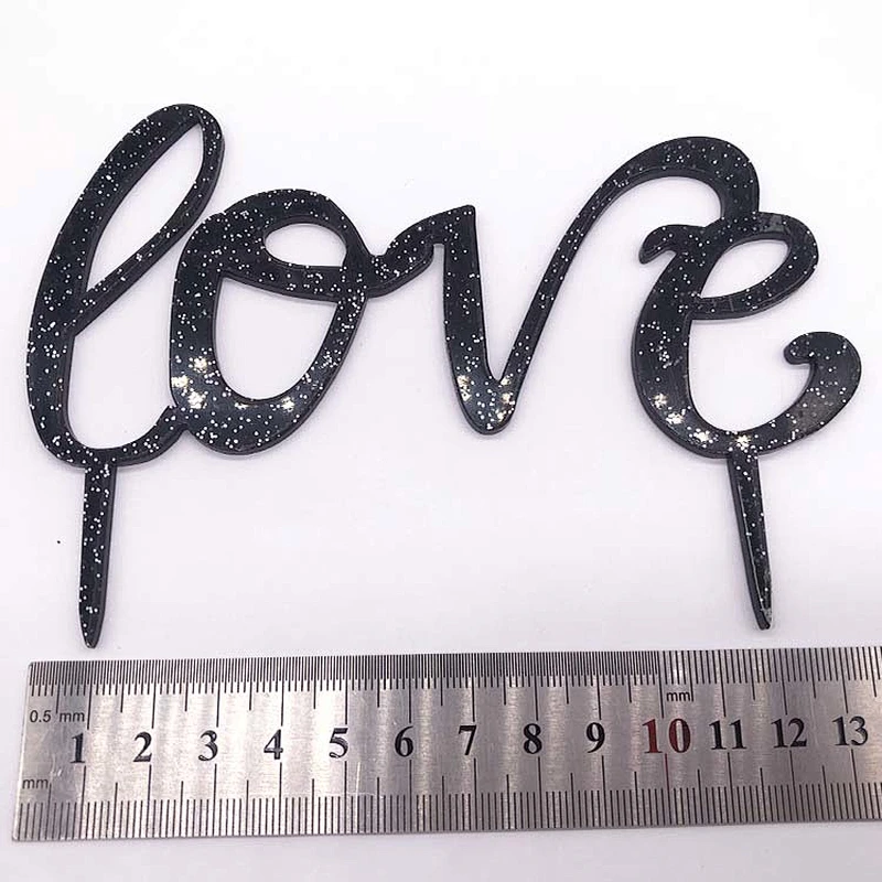 Engaged Acrylic Cake Topper for Wedding Decoration in black Glitter color