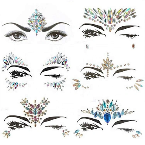 Custom Sparkle Newest adhesive face Jewels and body crystal stickers