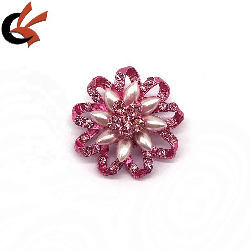 New fashion 40mm flower pink base pink crystal rhinestone brooch pins