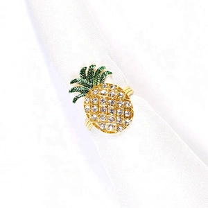 new exquisite diamond golden metal pineapple rhinestone fruit napkin ring for hotel kitchen dinning table showing