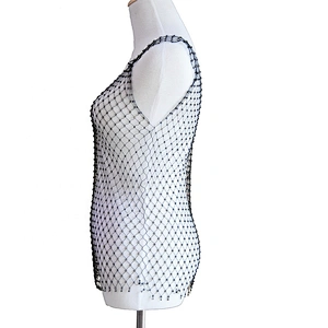 Women summer explosion flash T-shirt top clothing rhinestone mesh chain diamond bra strap body chain