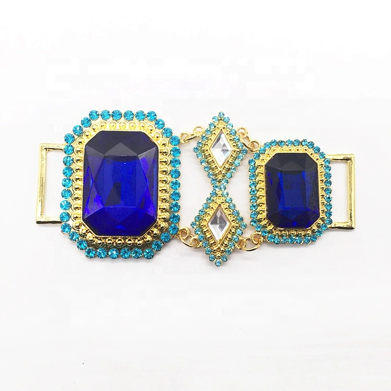 Hot Selling Luxury Swim Sets Crystal Rhinestones Royal Blue Big Stone Rhinestone Bikini Connector