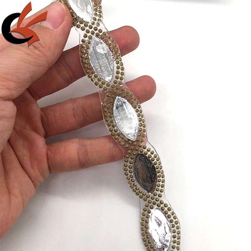 2021 Newest Clear AB crystal iron on trimming hot fix rhinestone tape trimming for Carnival