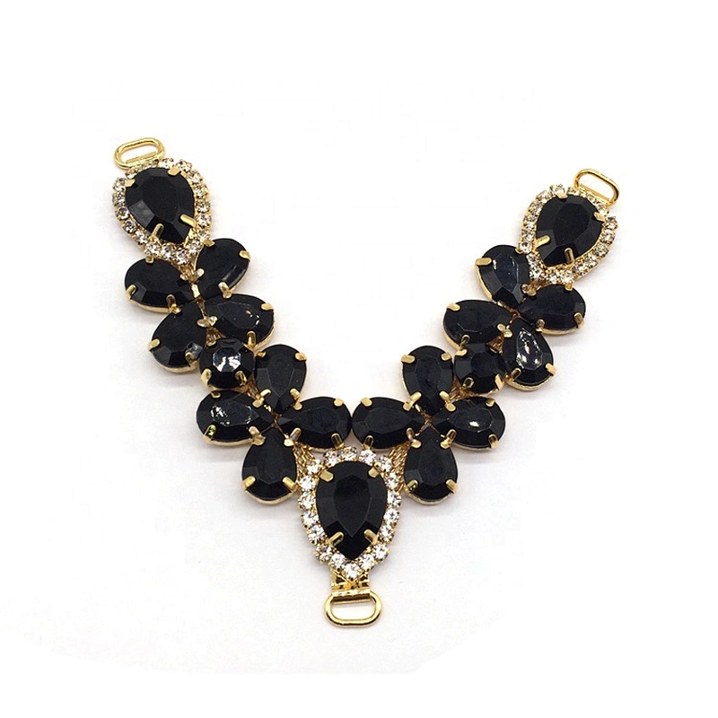 Hot sale full colorized jewelry rhinestone gold setting shoe buckles for women sandal accessories wholesale