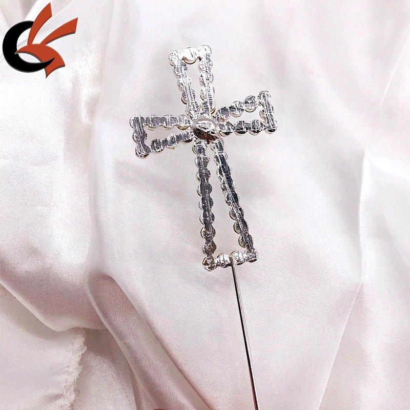 wedding decoration clear crystal 6cm height cross rhinestone cake topper