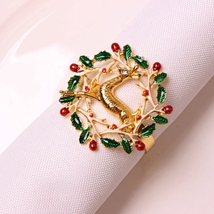 New Arrivals Multicolor Rhinestone Wreath Shaped Cheap Handmade Christmas Napkin Rings