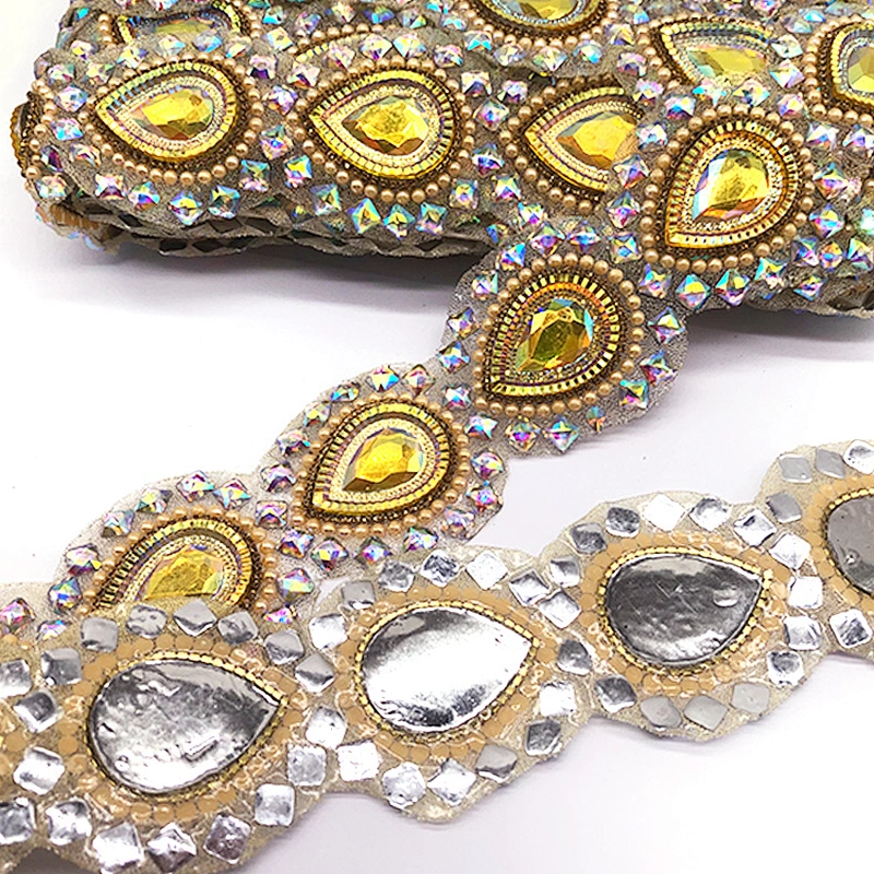 2021 New arrival Decorative resin diamonds  trim Epoxy hot fix trim for Carnival costume