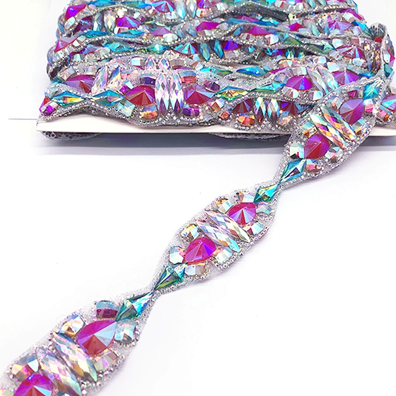 Iron on Stretch  Crystal Rhinestone Banding Trimming For dancing dress clothing