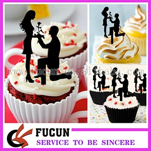 hot sale 8pieces one set I Love Y mini acrylic cupCake Topper