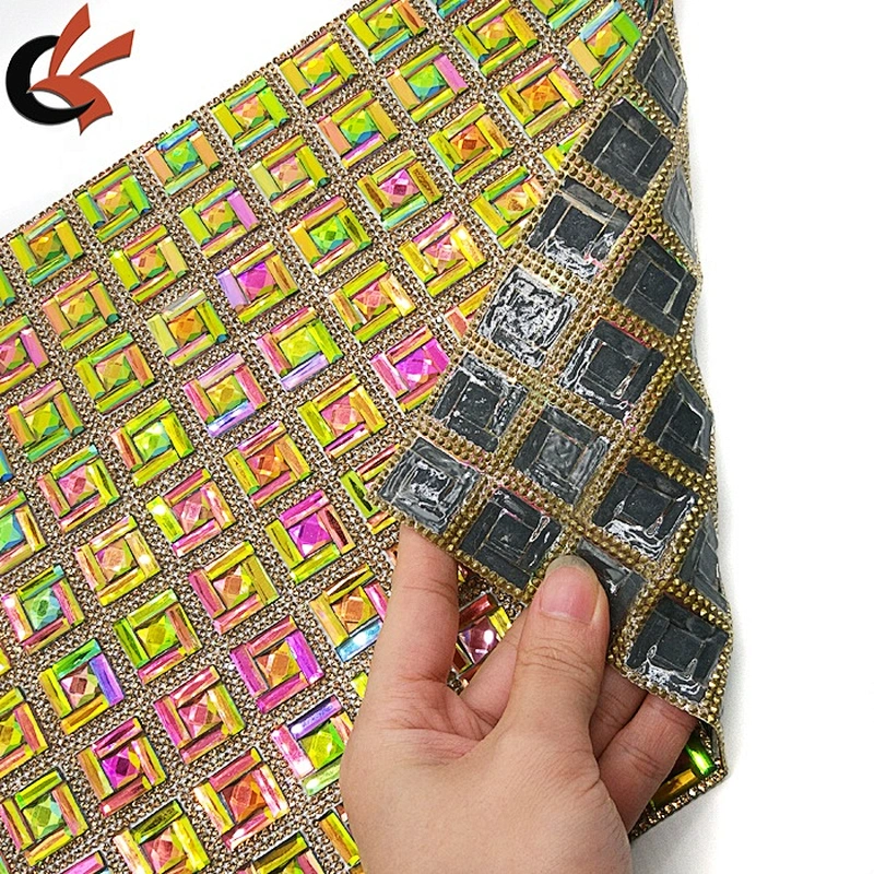 2019 new arrival rainbow glass rhinestone mesh