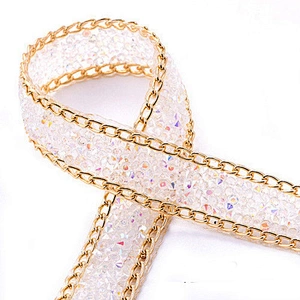 Crystal resin Rhinestone Plastic Banding Trimming Chain For Garment