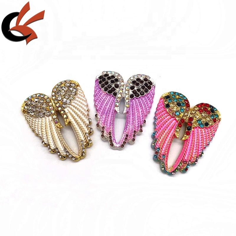 lovely pink color angel wings rhinestone crystal brooches